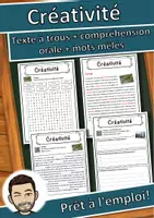 Aperçu - Inclusion - Créativité – Fiche : texte à trous, compréhension orale et mots mêlés - Page de couverture