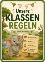 Vorschau - Präsentationen/Tafelbilder - Klassenregeln - Elefantenklasse - Klassentier Elefant - Deckblatt
