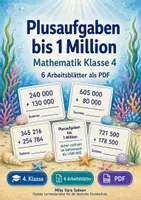 Vorschau - Arbeitsblätter - Plusaufgaben bis 1 Million | Mathematik Klasse 4 | 6 Arbeitsblätter als PDF - Deckblatt