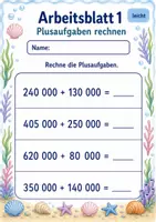 Vorschau - Arbeitsblätter - Plusaufgaben bis 1 Million | Mathematik Klasse 4 | 6 Arbeitsblätter als PDF - Seite 1