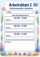 Vorschau - Arbeitsblätter - Minusaufgaben bis 1 Million | Mathematik Klasse 4 | 6 Arbeitsblätter als PDF - Seite 2