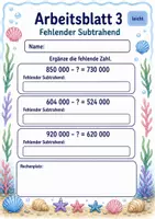 Vorschau - Arbeitsblätter - Minusaufgaben bis 1 Million | Mathematik Klasse 4 | 6 Arbeitsblätter als PDF - Seite 3