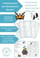 Vorschau - Arbeitsblätter - Analyzing key lines and quotes from Shakespeare's "Macbeth", Englisch Leistungskurs - Deckblatt