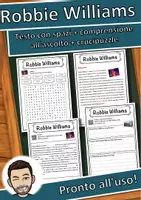 anteprima - Esercizi - Robbie Williams – Scheda: testo con spazi vuoti, comprensione all'ascolto e crucipuzzle - Pagina di copertina