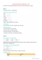 Προεπισκόπηση - Κουίζ - Food around the world-A1 worksheet CLIL - Εξώφυλλο