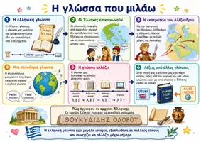 Προεπισκόπηση - Υποστηρικτικό υλικό / Ειδική αγωγή - Σχεδιάγραμμα με εικονογράφηση: Ενότητα 5η (Θέματα από την Αρχαία Ιστορία) - Κεφάλαιο 41β (Η γλώσσα που μιλάω) - Ιστορία Δ' Δημοτικού - Σελίδα 1