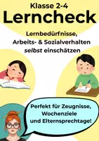 Vorschau - Arbeitsblätter - Lerncheck, Selbstreflexion: Lernen, Arbeitsverhalten, Sozialverhalten - Deckblatt