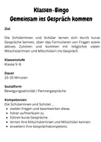 Vorschau - Arbeitsblätter - Klassen-Bingo zum Schulstart / Klasse 5-8 - Seite 1