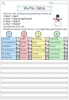Vorschau - Stationenlernen - Satzbau-Würfelspiel Winter | Sätze erweitern & bilden mit Nomen, Verben & Präpositionen (Klasse 3- 4 & DaZ) - Seite 1