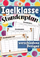 Vorschau - Arbeitsblätter - Igelklasse - Stundenplan (Klassentier) - Deckblatt