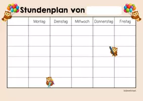 Vorschau - Arbeitsblätter - Eulenklasse - Stundenplan (Klassentier) - Seite 2