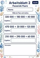 Vorschau - Arbeitsblätter - Rechenvorteile große Zahlen | Mathematik Klasse 4 | 6 Arbeitsblätter als PDF - Seite 2