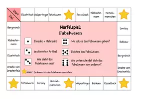 Vorschau - Spiele - Würfelspiel zu Fabelwesen - Deckblatt
