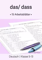 Vorschau - Arbeitsblätter - 15 Arbeitsblätter "das/dass", Sekundarstufe I, Deutsch, LRS - Deckblatt