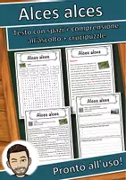 anteprima - Esercizi - Alces alces – Scheda: testo con spazi vuoti, comprensione all'ascolto e crucipuzzle - Pagina di copertina