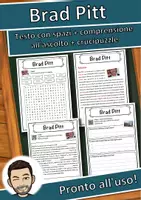 anteprima - Esercizi - Brad Pitt – Scheda: testo con spazi vuoti, comprensione all'ascolto e crucipuzzle - Pagina di copertina