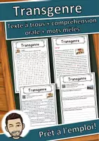 Aperçu - Inclusion - Transgenre – Fiche : texte à trous, compréhension orale et mots mêlés - Page de couverture
