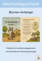 Vorschau - Bildkarten - Abschiedsgeschenk für Kinder – Gänseblumenschlüsselanhänger-Karten mit persönlichen Wünschen - Deckblatt