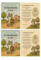 Vorschau - Bildkarten - Abschiedsgeschenk für Kinder – Gänseblumenschlüsselanhänger-Karten mit persönlichen Wünschen - Seite 3