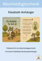 Vorschau - Bildkarten - Abschiedsgeschenk für Kinder – Kleeblattschlüsselanhänger-Karten mit persönlichen Wünschen - Deckblatt