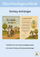 Vorschau - Bildkarten - Abschiedsgeschenk für Kinder – Smileyschlüsselanhänger-Karten mit persönlichen Wünschen - Deckblatt
