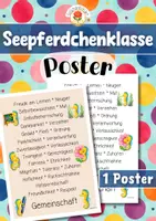 Vorschau - Poster - Seepferdchenklasse - Poster | Klassenraumdekoration (Klassentier) - Deckblatt