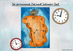 Vorschau - Mal- und Bastelvorlagen - Die zerrinnende Zeit nach Salvador Dali - Seite 1