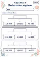Vorschau - Arbeitsblätter - Rechenmauern große Zahlen | Mathematik Klasse 4 | 6 Arbeitsblätter als PDF - Seite 1