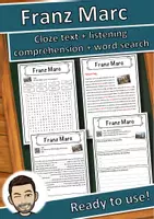 Vorschau - Arbeitsblätter - Franz Marc – Worksheet: cloze text, listening comprehension and word search - English - Deckblatt