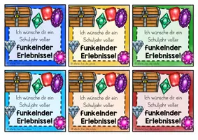 Vorschau - Anderer Materialtyp - Grußkärtchen zum Schuljahresbeginn | Schatzkiste: Glänzende Momente – Willkommen im neuen Schuljahr - Seite 2