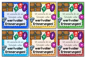 Vorschau - Anderer Materialtyp - Grußkärtchen zum Schuljahresbeginn | Schatzkiste: Glänzende Momente – Willkommen im neuen Schuljahr - Seite 3