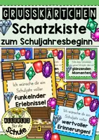 Vorschau - Anderer Materialtyp - Grußkärtchen zum Schuljahresbeginn | Schatzkiste: Glänzende Momente – Willkommen im neuen Schuljahr - Deckblatt