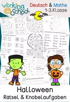 Vorschau - Arbeitsblätter - Halloween Klasse 1-3 | Rätsel, Knobelaufgaben | Miniheft - Deckblatt