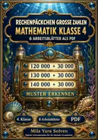Vorschau - Arbeitsblätter - Rechenpäckchen große Zahlen | Mathematik Klasse 4 | 6 Arbeitsblätter als PDF - Deckblatt