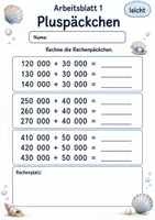Vorschau - Arbeitsblätter - Rechenpäckchen große Zahlen | Mathematik Klasse 4 | 6 Arbeitsblätter als PDF - Seite 1