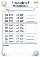 Vorschau - Arbeitsblätter - Rechenpäckchen große Zahlen | Mathematik Klasse 4 | 6 Arbeitsblätter als PDF - Seite 2
