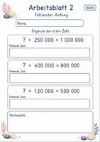 Vorschau - Arbeitsblätter - Fehlende Zahlen Plus Minus | Mathematik Klasse 4 | 6 Arbeitsblätter als PDF - Seite 2