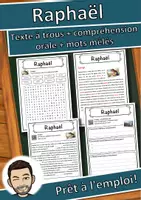 Aperçu - Inclusion - Raphaël – Fiche : texte à trous, compréhension orale et mots mêlés - Page de couverture