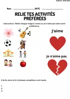 Vista previa - Hojas de trabajo - Relie tes activités préférées en Frances - Portada