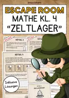 Vorschau - Arbeitsblätter - Escape Room Mathe Klasse 4 - Das Zeltlager - Deckblatt