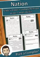 Aperçu - Inclusion - Nation – Fiche : texte à trous, compréhension orale et mots mêlés - Page de couverture