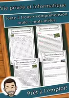 Aperçu - Inclusion - Vie privée et informatique – Fiche : texte à trous, compréhension orale et mots mêlés - Page de couverture