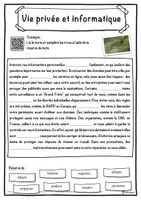 Aperçu - Inclusion - Vie privée et informatique – Fiche : texte à trous, compréhension orale et mots mêlés - Page 1