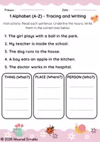 Aperçu - Apprentissages en autonomie - English: Mastering Nouns & The Alphabet | 20 Worksheets | Kindergarten & CP - Page 1