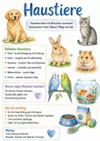 Vorschau - Arbeitsblätter - Lernposter + Arbeitsblätter zum Thema "Haustiere" + Lösung & Fragen & MP3 + Mindmap + Infografik - Deckblatt