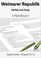 Vorschau - Präsentationen/Tafelbilder - Ende/ Verfall der Weimarer Republik • Handout • Klasse 10-13 - Deckblatt