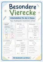 Vorschau - Arbeitsblätter - Besondere Vierecke Trapez Parallelogramm Raute Drachenviereck - Deckblatt