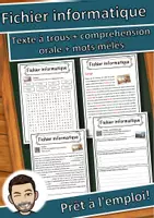 Aperçu - Inclusion - Fichier informatique – Fiche : texte à trous, compréhension orale et mots mêlés - Page de couverture