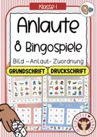 Vorschau - Stationenlernen - Anlaute hören – 8 Brettspiele im Bingoformat | Grundschrift & Druckschrift (Deutsch Klasse 1) - Deckblatt