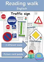 Vorschau - Arbeitsblätter - Materialpaket - Lesen / Reading - Verkehrsschilder / Verkehrszeichen / Traffic signs - Englisch - Seite 1